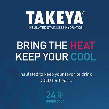 Takeya Actives Kids 16 oz Vacuum Insulated Stainless Steel Water Bottle with Straw Lid, Platinum/Onyx