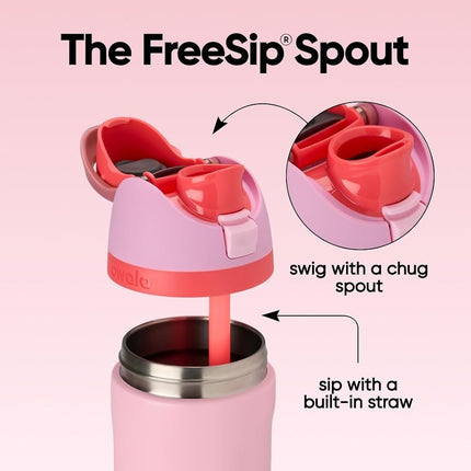 Botella de agua Owala FreeSip de acero inoxidable aislada con popote para deportes y viajes, a prueba de fugas, sin BPA, 945 ml, sabor Angel Food Cake