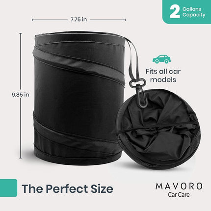 Mavoro Car Trash Can | Waterproof | Collapsible Pop-Up | 2 Gallon | 1-Pack