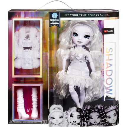 Rainbow High Shadow High Series - Natasha ZIMA - Greyscale Fashion Doll with Wavy White Hair, Two Designer Outfits, & Accessories - Collectable - for Kids Ages 6+
