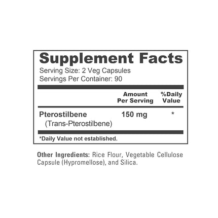 Pterostilbene 150mg 180 Veggie Caps (Non-GMO & Gluten Free)
