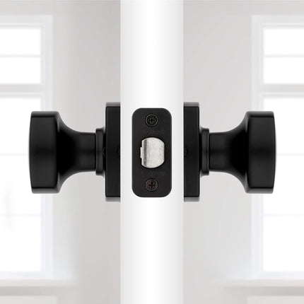 Kwikset Arroyo Knob Interior Passage Door Knob, Handle for Closet and Hallway Doors, Non-Locking Doorknob in Matte Black, with Microban Protection