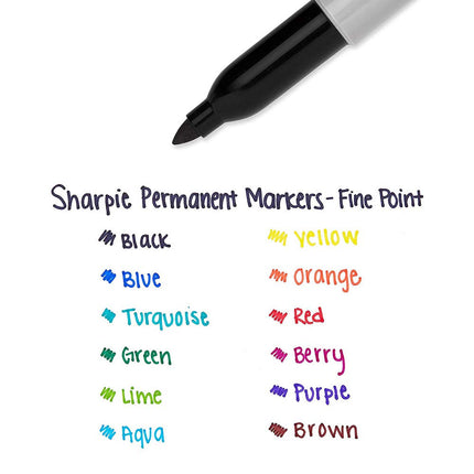 Permanent Marker Fine Point,Fine Point Black with Shirpie Permanent Marker Quick Drying/Waterproof - 36 Count