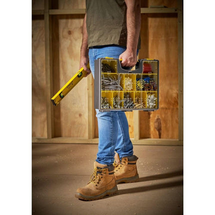 Stanley Stst14710 Organizador de Piezas Pequeñas de 10 Compartimentos, Negro/Amarillo