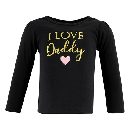 Hudson Baby Camisetas de manga larga para bebé niña, Girl Daddy, 4T