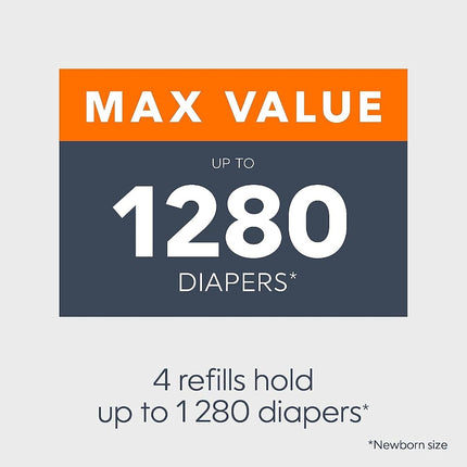 Diaper Genie Essentials Round Refill Pack of 4 | Holds Up to 1280 Newborn Diapers | Features Unscented Continuous Film | Compatible with Diaper Genie Complete and Expressions Pails