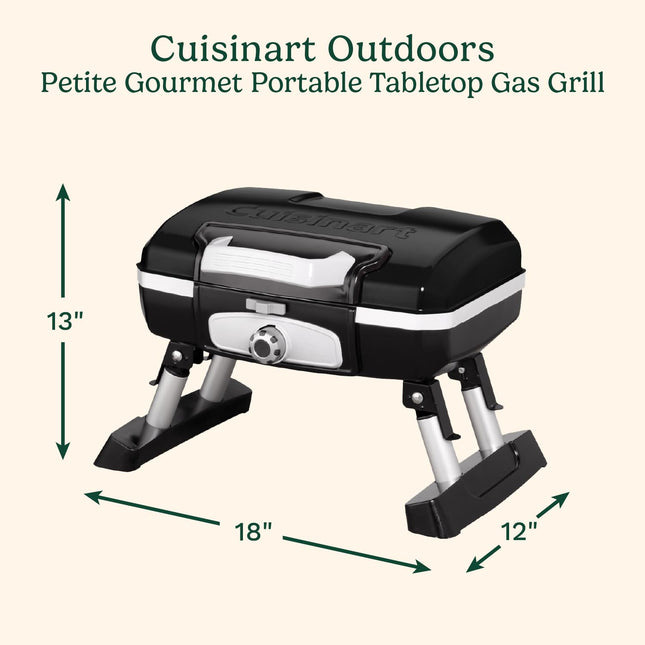 Cuisinart CGG-180TB Petit Gourmet Barbecue à gaz portable de table, noir