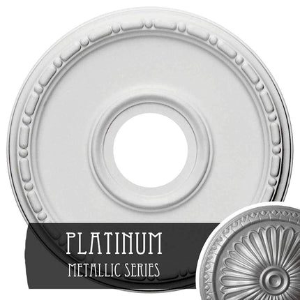 16 1/2"OD x 3 7/8"ID x 1 1/2"P Medea Ceiling Medallion (Fits Canopies up to 5 3/8"), Hand-Painted Platinum