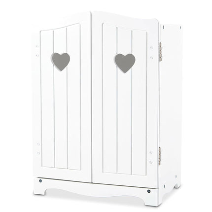 Melissa & Doug Mine to Love Wooden Play Armoire Closet for Dolls, Stuffed Animals - White (17.3" H X 12.4" W x 8.5" D Assembled)