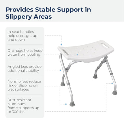 Folding Bathroom / Shower Bench Without Back