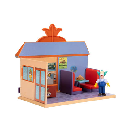 The Simpsons Krusty Burger Playset by Jakks Pacific, Includes 6.35 cm Krusty the Clown Articulated Mini Figurine and Detailed Accessories, Interactive Features