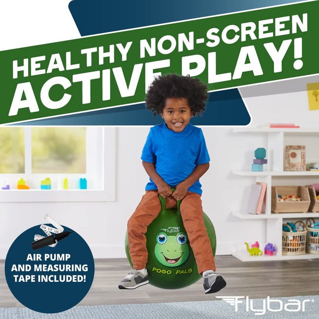 Flybar Hopper Ball for Kids, Inflatable Bouncy Ride-On Ball w/Handle for Indoor & Outdoor Active Play, Includes Pump, Jump Toy for Boys & Girls, Supports Up to 185 lbs, Ages 6+, 22-Inch, Medium