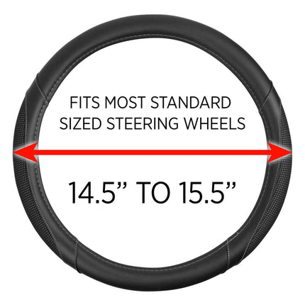 Motor Trend SW-808-WH White Steering Wheel Cover-Dotted Comfort Polyester Grip on Stitched Synthetic Leather