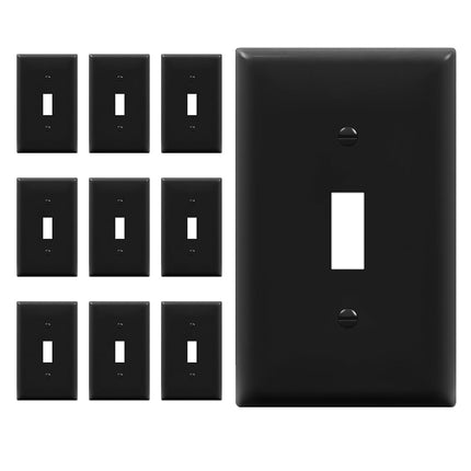 ENERLITES Toggle Light Switch Wall Plate, Gloss Finish, Standard Size 1-Gang 4.50" x 2.76", Unbreakable Polycarbonate Thermoplastic, 8811-BK-10PCS, Glossy Black, 10 Pack