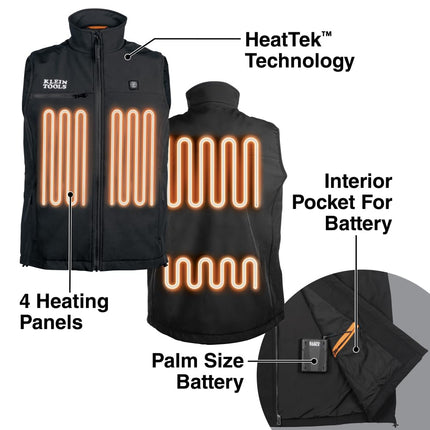 Klein Tools Lightweight Heated Vest with Battery Pack, Black, Medium