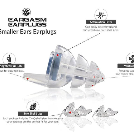 Eargasm Smaller Ears Earplugs for Concerts Musicians Motorcycles Noise Sensitivity Disorders and More! Two Different Sizes Included to Accommodate Smaller Ear Shapes!