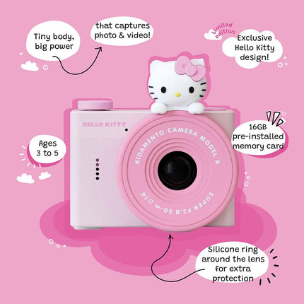 Hello Kitty Official Licensed Kids Digital Camera & Video Camcorder, Selfie Dual Lens, 16GB SD Card, Birthday Girls Ages 3+ (Model A) by kiimento