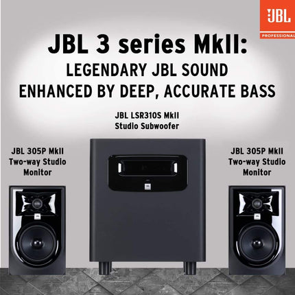 JBL Professional 305P MkII Altavoces monitores activos bidireccionales autoamplificados de 5 pulgadas para producción musical de campo cercano, monitores de estudio, computadoras de escritorio, audio de alta fidelidad. Se venden en pares, negros