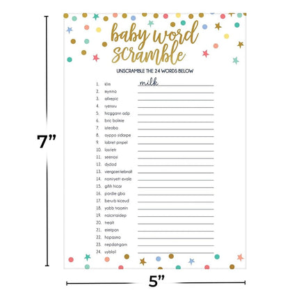 Baby Shower 2-in-1 Word Game | 5" x 7" | 12 Pcs
