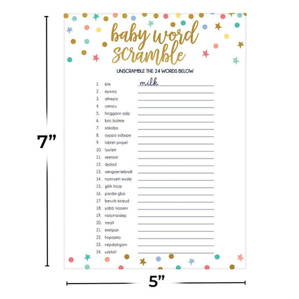 Baby Shower 2-in-1 Word Game | 5" x 7" | 12 Pcs