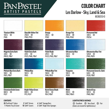 PanPastel SKY, LAND AND SEA PAINT KIT - The Darlow 20 Colors Kit, Includes Palette Tray with Lid and Safft Tools