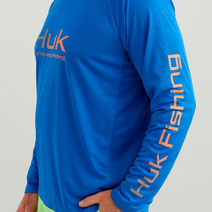HUK Men's Standard Pursuit Vented Long Sleeve, 30 UPF Fishing Shirt, Ocean Blue