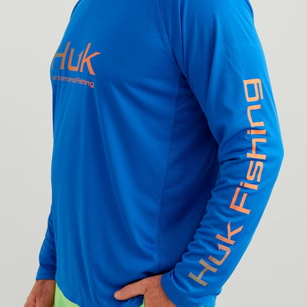 HUK Men's Standard Pursuit Vented Long Sleeve, 30 UPF Fishing Shirt, Ocean Blue