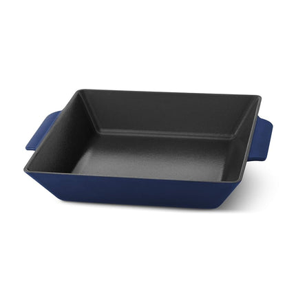 Plat à griller et à rôtir en fonte antiadhésive Zakarian by Dash de 28 cm pour légumes, viandes, fruits de mer et plus – Bleu