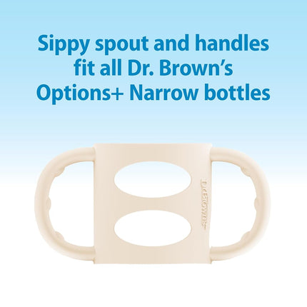 Dr. Brown’s Milestones Narrow Transitional Sippy Bottle with Silicone Handles 8oz 250mL 6m+ Light Pink and Ecru 2-Pack