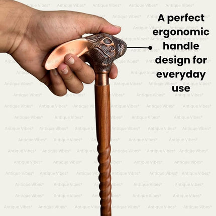 Brass Handle Victorian Telescope Foldable Wooden Walking Stick Cane Ideal Vintage Gift Men Women Father/Mother (Rabbit Copper Finish)