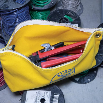Klein Tools 5539YEL Canvas Zipper Bag for Consumables, Yellow