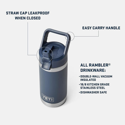 YETI Rambler Jr. 12 oz Kids Bottle, with Straw Cap, Solar Flare