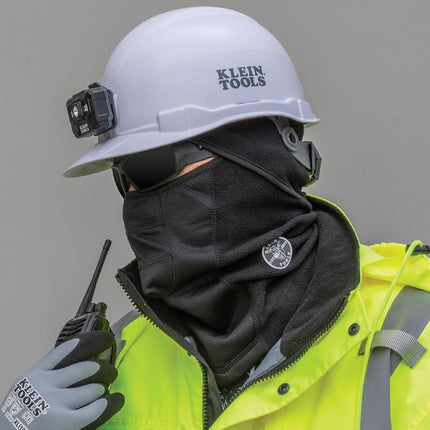 KLEIN TOOLS 60132 Balaclava, Warm Breathable Fleece Wind Proof Hinged Balaclava Face Mask, Black