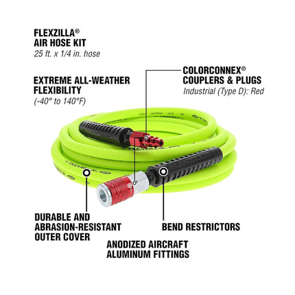 Flexzilla HFZ1425YW2-D Air Hose Plug & Coupler, 1/4" (inches) x 25' (feet)