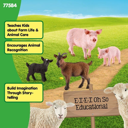 Schleich Farm World - 6PC Farm Animal Mom and Baby Set - Kids 3+ | 77584