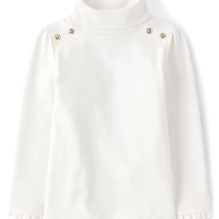 Gymboree - Camiseta básica de manga corta con cuello para niñas y bebés, cuello alto blanco, 12-18 meses