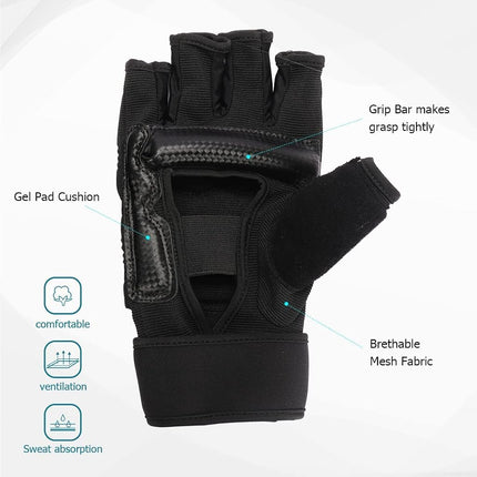 Punch Bag Training Gloves, LangRay Taekwondo Karate Gloves for Sparring Martial Arts Boxing Training for Adults and Kids,Black M