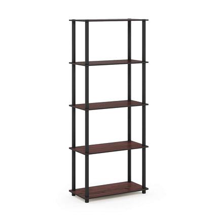 Furinno TURN-N-TUBE 5-Tier Tool-Free Corner Shelf, Dark Cherry