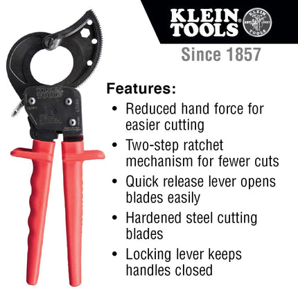 Klein 63060 Ratcheting Cable Cutter, Red