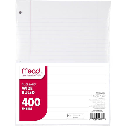 Mead Loose Leaf Paper, Filler Paper, Wide Ruled, 4