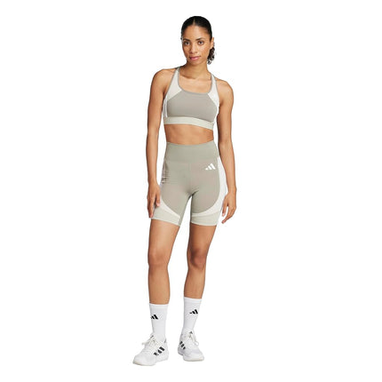 adidas Women's Optime Essentials Stash Pocket 7-inch Training Short Leggings, Putty Beige, XS
