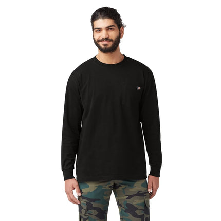 Camiseta de cuello redondo de manga larga Dickies para hombre, talla grande y alta, color negro, talla L/alta
