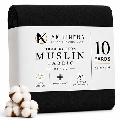 AK TRADING CO. MuslinBlack10yds Textile - Drape Fa