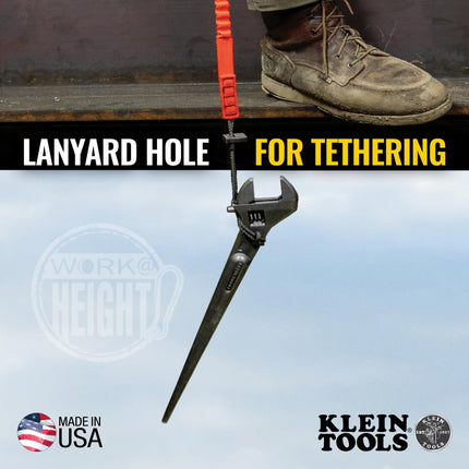 Adjustable Wrench, 10-Inch Spud Wrench for Up to 1-5/16-Inch Nuts and Bolts, with Tether Hole KLEIN TOOLS 3227
