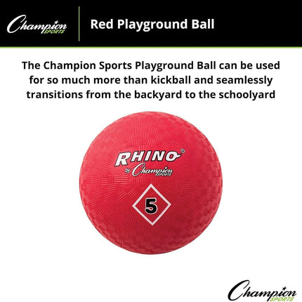 Champion Sports 5 Inch Playground Ball – Durable 2-Ply Kickball with Textured Grip - Red