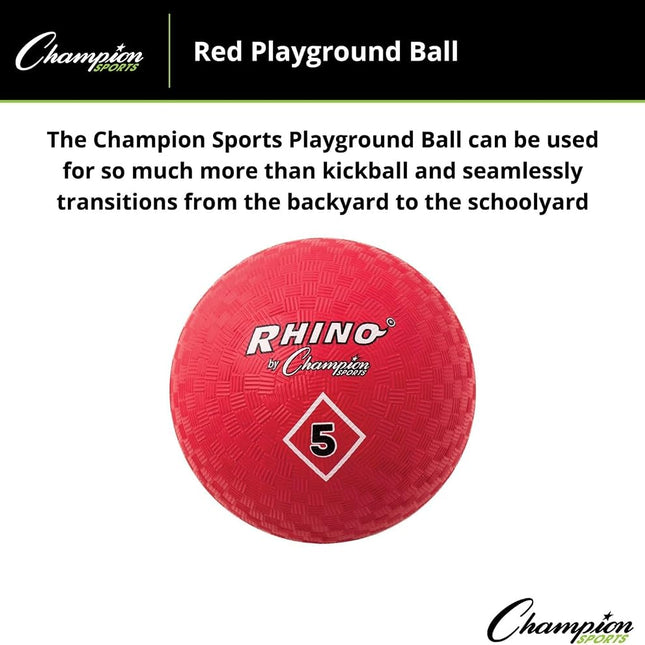 Champion Sports 5 Inch Playground Ball – Durable 2-Ply Kickball with Textured Grip - Red