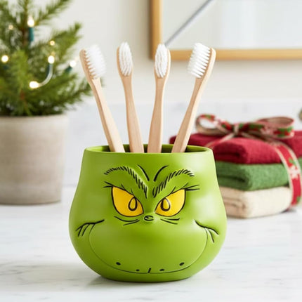 Collectibles Dr. Seuss' The Grinch Holiday Christmas Toothbrush Holder - Makeup Brushes/Pens Tumbler, (Officially Licensed Product) by Franco