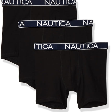 Nautica Men's 3-Pack Classic Cotton Stretch Boxer Briefs, Black, XL