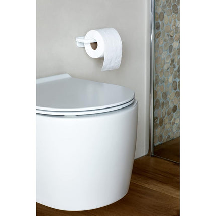 Brabantia - Mindset Toilet Roll Holder - Fits All Regular Roll Sizes - Wall-Mounted - Corrosion Resistant - Bathroom Accessory - Fixing Materials Included - Fresh White - 4.2 x 8.6 x 14 cm