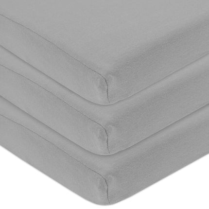American Baby Company paquete de 3 sábanas ajustables de punto de algodón 100% natural para cuna corral, color gris, suaves y transpirables, para niños y niñas
